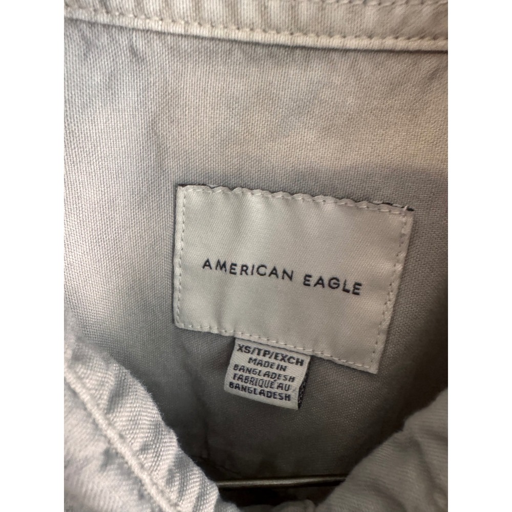 American Eagle‎ Men's XS Gray Short Sleeve Button Front Shirt 100% Cotton - Picture 5 of 8